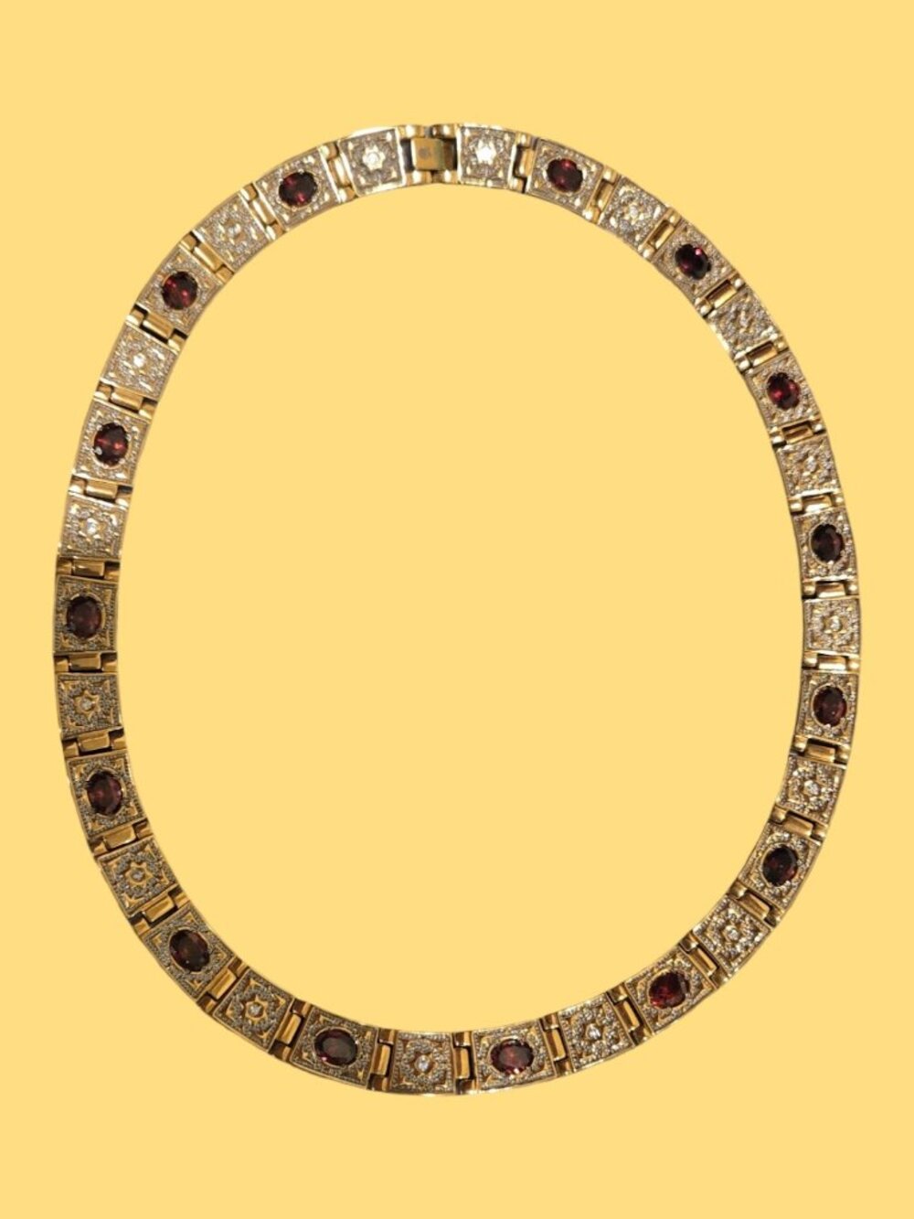 Gorgeous Gold and Red stone Necklace  18 inches.